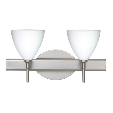 Besa Lighting Mia Vanity, Opal Matte, Satin Nickel Finish, 2x40W Halogen 2SW-177907-SN